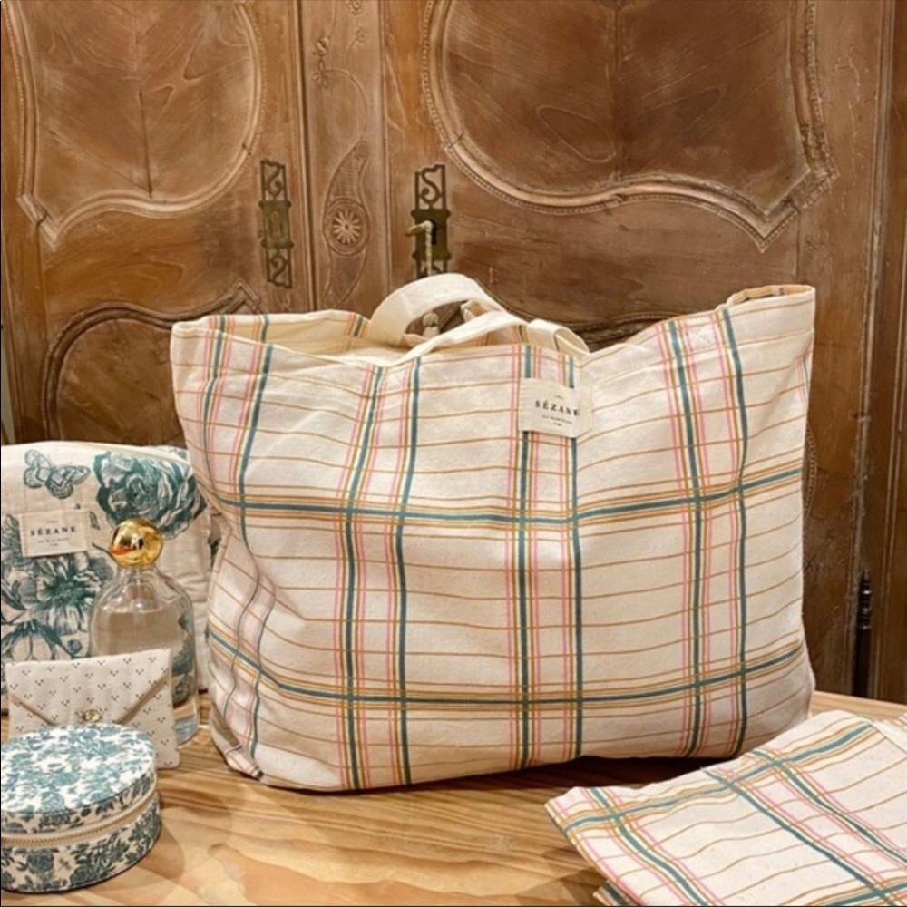 Sézane Plaid Tote Bag